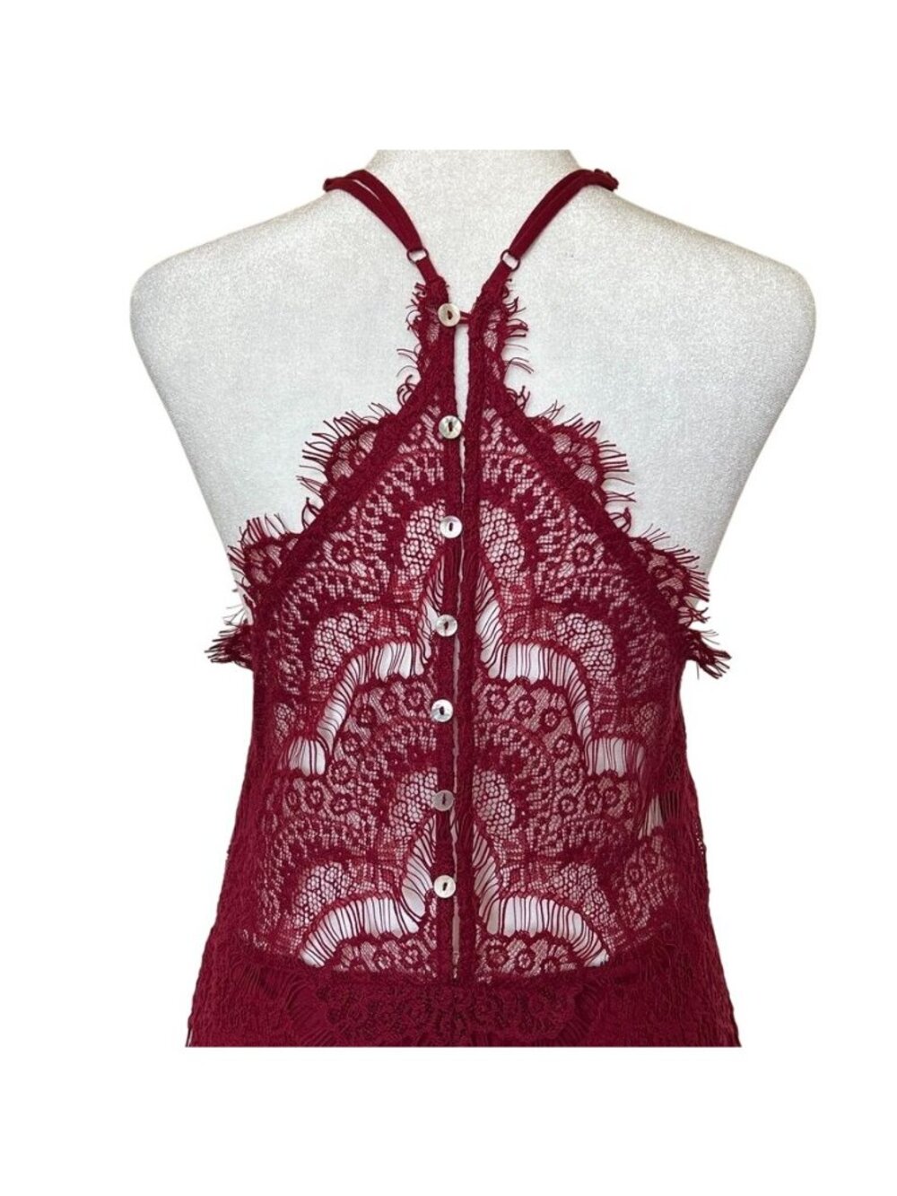 Free People Shes Got It Mini Dress Lace Halter Homecoming Cocktail Dark Romantic - Picture 6 of 13